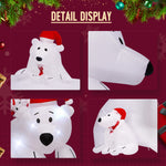 6ft Christmas Inflatable Polar Bear Family with Santa Hat Blow Up Built-in LED Lighted ; Quick Air Blown;