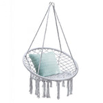 Comfortable And Safe Hanging Hammock Chair With Handwoven Macrame Cotton Backrest