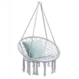 Comfortable And Safe Hanging Hammock Chair With Handwoven Macrame Cotton Backrest