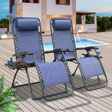 Zero Gravity Patio Folding Reclining Lounge Chairs Outdoor Foldable sidetable Porch Poolside, Set of 2