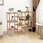 100% Bamboo High-Grade Multi-Functional 9-Layer Plant Shelf Flower Pot Display Stand