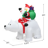 6.5 Feet Christmas Inflatable Santa Riding Polar Bear with Shaking Head LED Lights