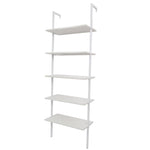 5-Tier Shelf Modern Wood Ladder Bookcase with Metal Frame, Industrial