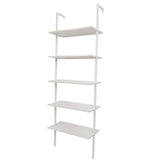 5-Tier Shelf Modern Wood Ladder Bookcase with Metal Frame, Industrial