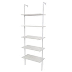 5-Tier Shelf Modern Wood Ladder Bookcase with Metal Frame, Industrial