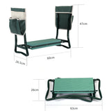 Outdoor 2-in-1 Garden Stool Kneeler Bench with Tool Bags, Kneeling Pad Portable Green