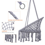 Hammock Chair Macrame Swing Max 330 Lbs Hanging Cotton Rope Chair for Indoor and Outdoor