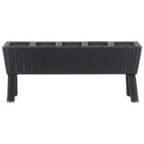 Garden Raised Bed with Legs, 5 Pots 46.4"x9.8"x19.7" Poly Rattan Black