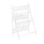 100% Bamboo Plant Frame Stand Shelves, Three Layers, Balcony Patio, Folding Hanging Rod Garden Decor--White