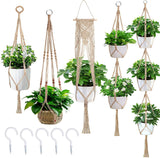 Macrame Plant Hangers with Hooks jute Rope Braided Hanging Planter Baskets