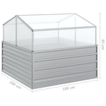 Garden plant Raised Bed with Greenhouse 39.4"x39.4"x33.5" Silver lifting lids