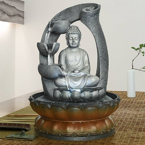 11inch Buddha Fountain Fengshui Indoor Tabletop Decorative Waterfall Kit, Submersible Pump.