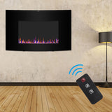 ZOKOP SF301-35 35" 1400W Cambrio Wall Hanging/Fireplace Single Color/Faux Wood/Remote Control Black