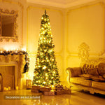 PVC Artificial Slim Pencil National Christmas Tree with Metal Stand