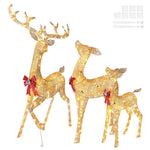 3-PCS LED Reindeer Family Christmas Outdoor Decoration, Battery, Plug; Ground Stakes