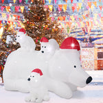 6ft Christmas Inflatable Polar Bear Family with Santa Hat Blow Up Built-in LED Lighted ; Quick Air Blown;