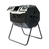 Garden Composting Tumbler Bin 42 Gal.  2 Chambers Dual Rotating Outdoor Yard Sliding Door Steel