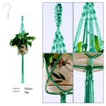 Macrame Plant Hanger with Hooks multi-Tiers Handmade Cotton Rope Hanging Planters Set Flower Pots Holder Stand Indoor Outdoor Boho Home Decor (Sea Green)