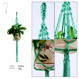 Macrame Plant Hanger with Hooks multi-Tiers Handmade Cotton Rope Hanging Planters Set Flower Pots Holder Stand Indoor Outdoor Boho Home Decor (Sea Green)