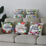 1 Pc Led Light Cushion Cover Wreath Print Christmas Decorations Christmas Pillow Case