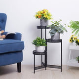 3/4 Tier step Metal Plant Stand Indoor Black Tall Flower Pot Holder Display Rack Foldable Patio Garden Balcony