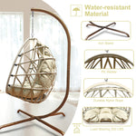 Swing Egg Chair, Stand, Indoor Outdoor Wicker Rattan Patio Basket Hanging Chair, C Type bracket ; cushion pillow;