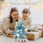 2ft Tabletop Artificial Mini Christmas Tree, Flocked Snow; Ornaments, Home & Office