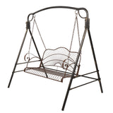 Hanging Iron Porch Swing Outdoor Patio Furniture Chair w/Armrests, Mounting Chains