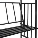 Garden Arch with Bench Black 50.4"x19.7"x81.5" Iron