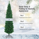 PVC Artificial Slim Pencil National Christmas Tree with Metal Stand