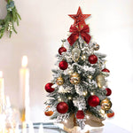 2ft Tabletop Artificial Mini Christmas Tree, Flocked Snow; Ornaments, Home & Office