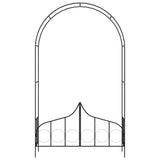 Garden Arch with Gate Black 54.3"x15.7"x93.7" Iron