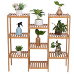 100% Bamboo High-Grade Multi-Functional 9-Layer Plant Shelf Flower Pot Display Stand