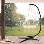 Comfortable And Safe Hanging Hammock Chair With Handwoven Macrame Cotton Backrest