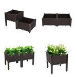 2PCS Rectangle Raised Elevated Garden Flower Bed Plant Herb Box Vegetable Planter