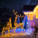 3-PCS LED Reindeer Family Christmas Outdoor Decoration, Battery, Plug; Ground Stakes