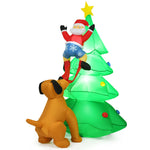 6.5 Feet Outdoor Inflatable Christmas Tree Santa Dog Decor with LED Lights