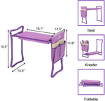 Bosonshop Garden Kneeler Seat, Folding Kneeling Bench Stool,Tool Pouches Soft EVA Foam for Gardening, Purple