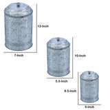 Rustic Metal Galvanized Canisters- Set of 3- Benzara