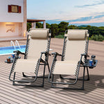 Zero Gravity Patio Folding Reclining Lounge Chairs Outdoor Foldable sidetable Porch Poolside, Set of 2