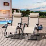 Zero Gravity Patio Folding Reclining Lounge Chairs Outdoor Foldable sidetable Porch Poolside, Set of 2