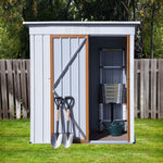 5 X 3 Ft Outdoor Garden Storage Shed, Galvanized Metal With Lockable, Backyard Trash Cans