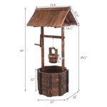 Outdoor Reinforced And Anti-corrosive Wooden Wishing Well Flowerpot Garden Decor