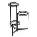 3/4 Tier step Metal Plant Stand Indoor Black Tall Flower Pot Holder Display Rack Foldable Patio Garden Balcony