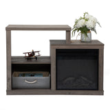 Fireplace TV Stand for TVs Up to 41" Media Entertainment Center Console Table, Open Storage Shelves, Taupe