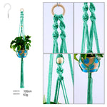 Macrame Plant Hanger with Hooks multi-Tiers Handmade Cotton Rope Hanging Planters Set Flower Pots Holder Stand Indoor Outdoor Boho Home Decor (Sea Green)