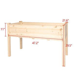 Raised Garden Bed Wood Patio Elevated Planter Box Kit with Stand Outdoor Backyard (Natural)