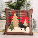 1Pcs Christmas Pillowcase Elk Tree Printing Decoration Square Sofa Pillow Cover