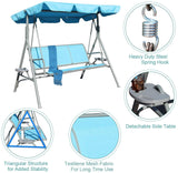 3 Person Patio Swing Seat with Drink Trays, Adjustable Canopy, Patio, Garden, Poolside, Balcony