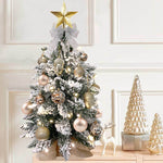 2ft Tabletop Artificial Mini Christmas Tree, Flocked Snow; Ornaments, Home & Office
